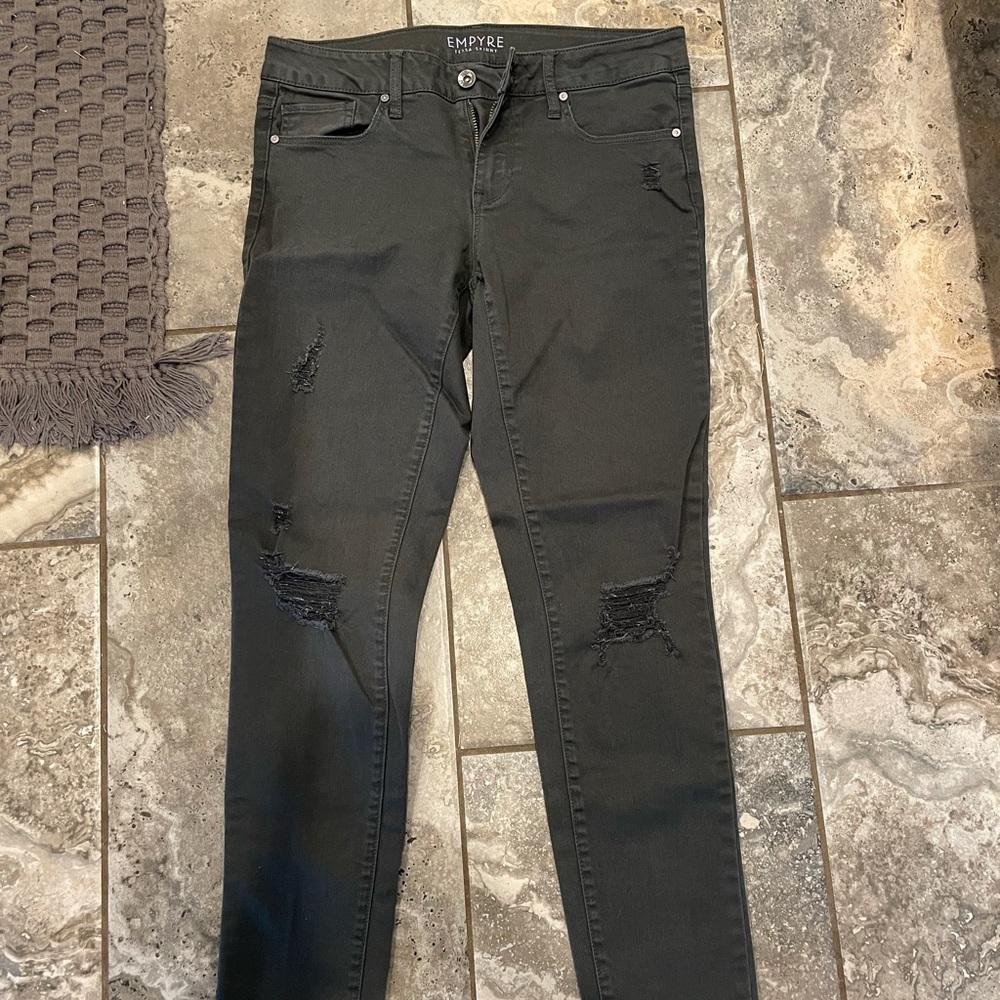 Dark green skinny jeans